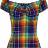 Clothing * | Collectif Dolores Rainbow Check 50'S Top