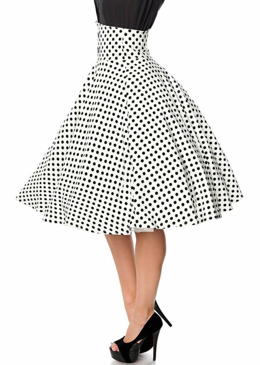 Clothing * | Belsira Paris Polkadot 50'S Swing Skirt White Black