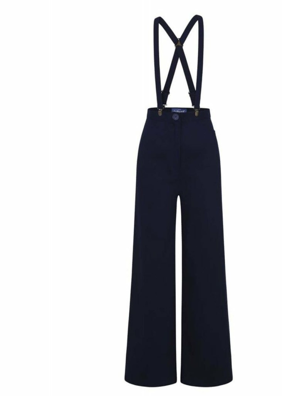 Clothing * | Collectif Glinda 40'S Trousers With Braces Navy