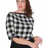 Clothing * | Banned Check Me 40'S Jumper Top Black