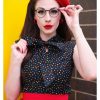 Clothing * | Retrolicious Bow Dotty 40'S Top Black