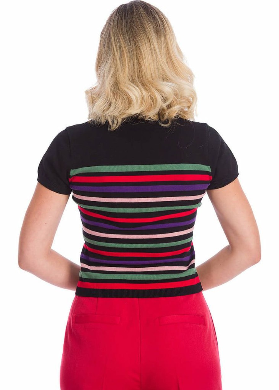 Clothing * | Banned Memory Lane Stripe 60'S Top Black