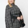 Clothing * | Unique Vintage Smak Parlour Savile Row Plaid 60'S Cape Coat Black White