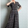 Clothing * | Miss Candyfloss Lily Abalone Tartan 40'S Jumpsuit Grey