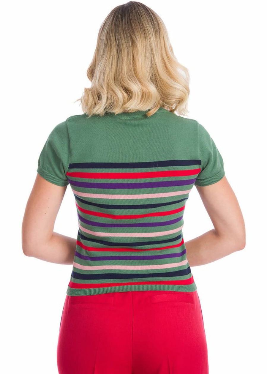 Clothing * | Banned Memory Lane Stripe 60'S Top Green