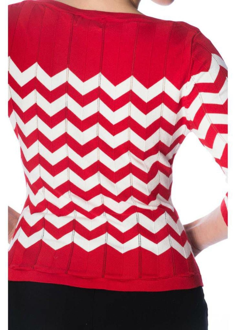 Clothing * | Banned Vanilla Chevron 60'S Top Red White