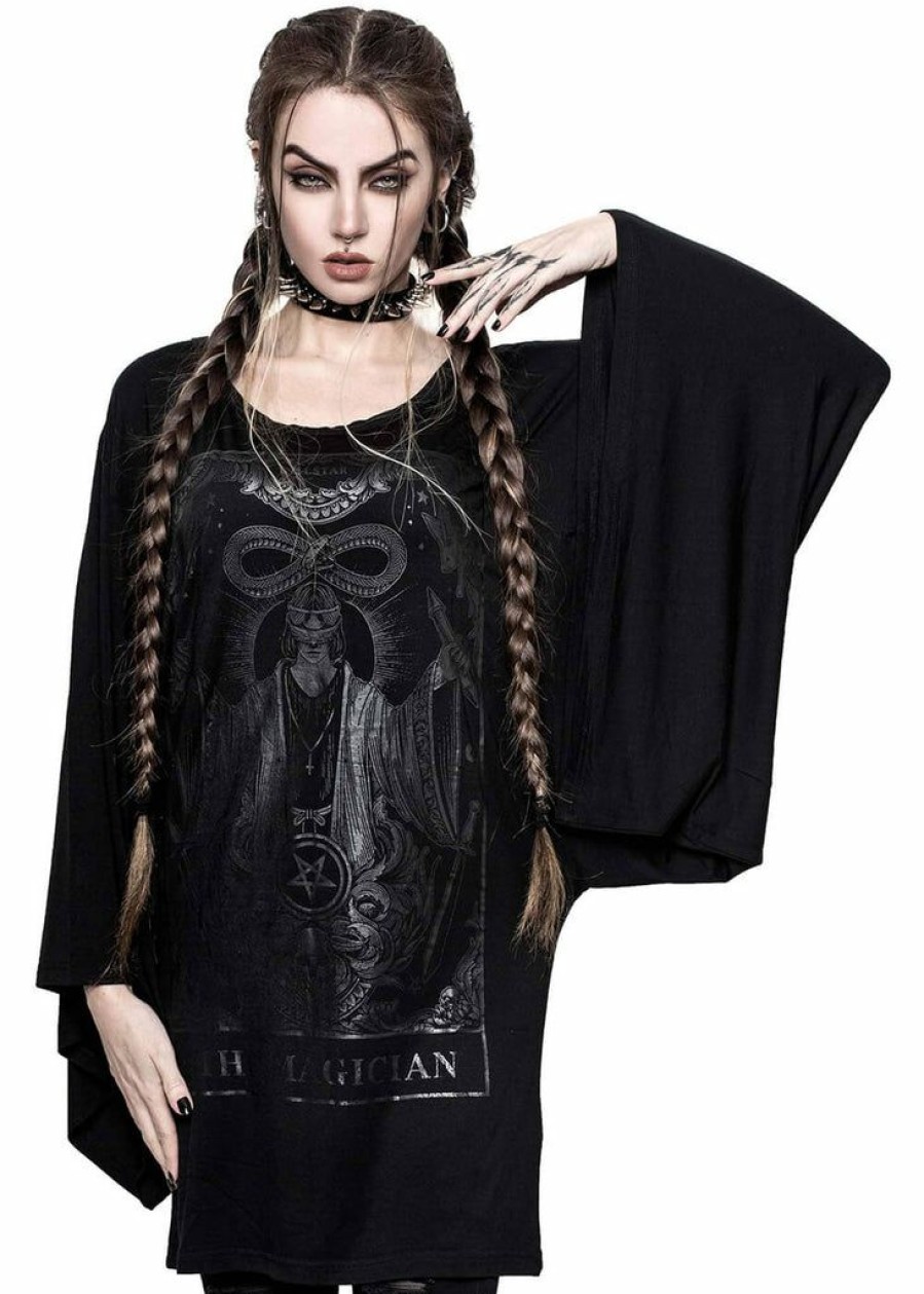 Clothing * | Killstar Magician Kimono Tunic T-Shirt Black