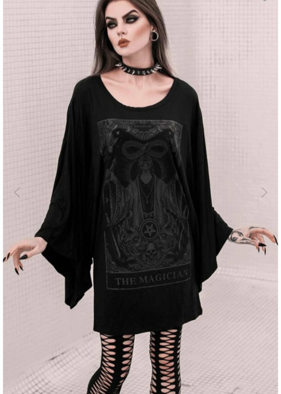 Clothing * | Killstar Magician Kimono Tunic T-Shirt Black