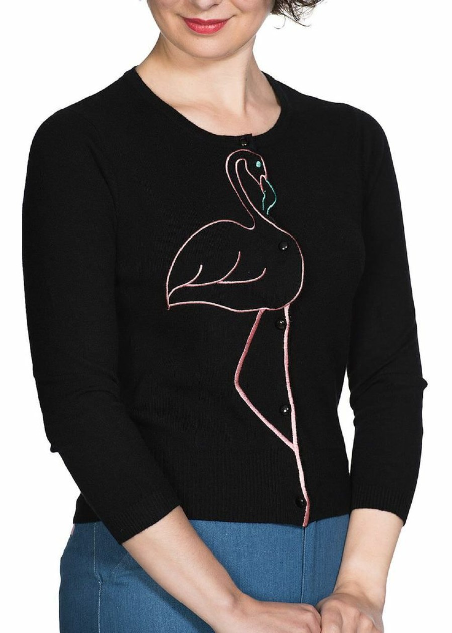 Clothing * | Banned Flamingo Honnie 50'S Cardigan Black