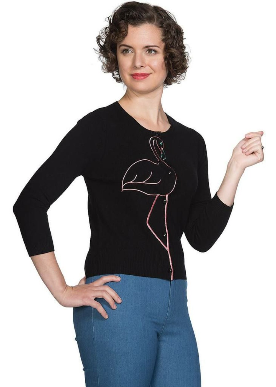 Clothing * | Banned Flamingo Honnie 50'S Cardigan Black