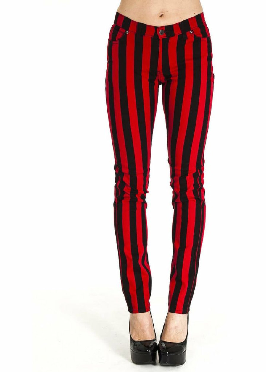 Clothing * | Run And Fly Madmen Skinny Jeans Black Red