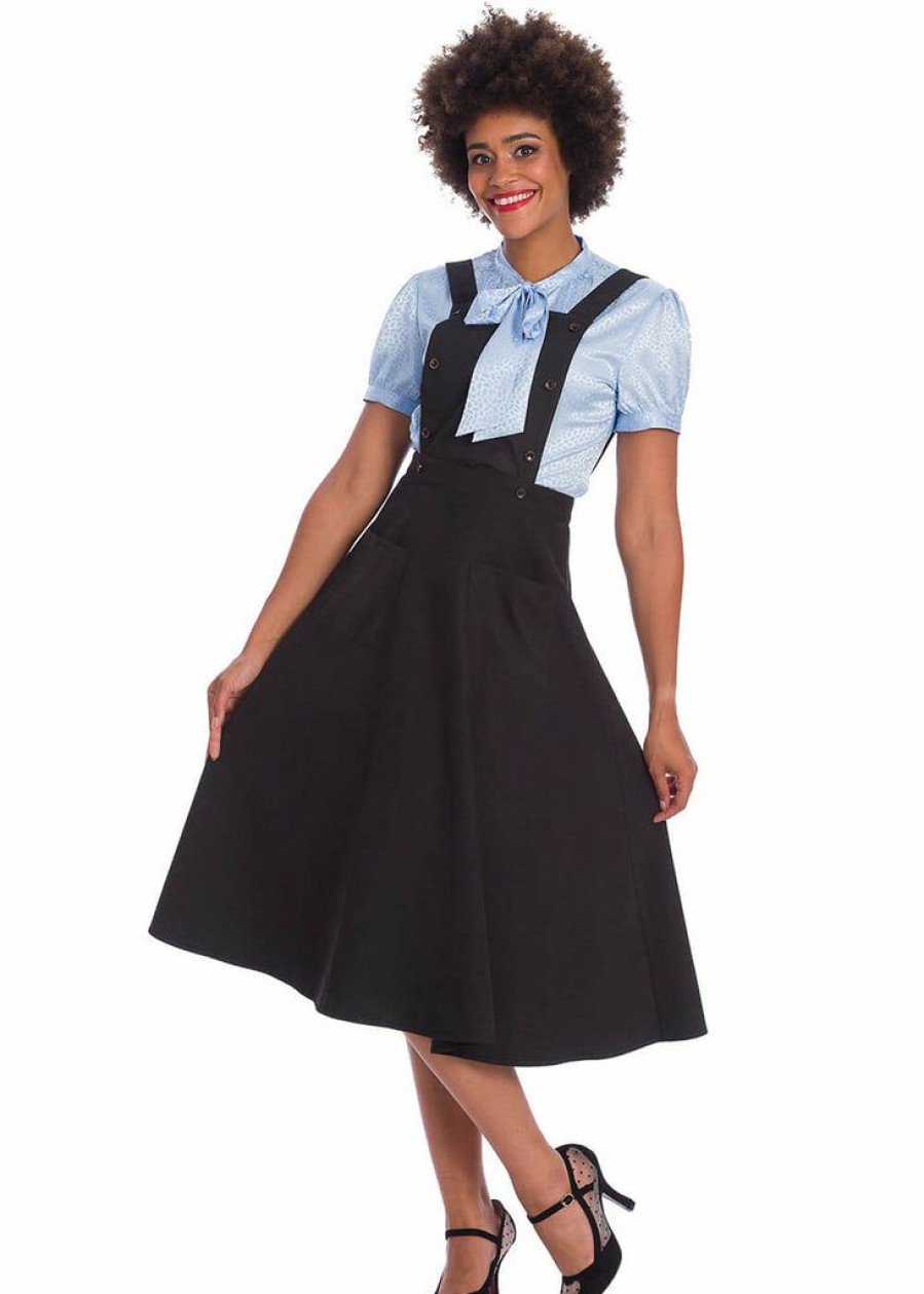 Clothing * | Banned Book Smart Pinafore 40'S Swing Dress Black