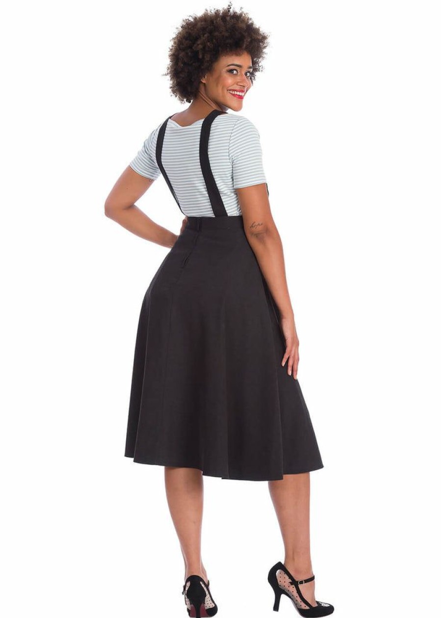 Clothing * | Banned Book Smart Pinafore 40'S Swing Dress Black