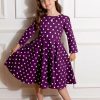 Kids-Clothing * | Hearts & Roses Kids Madalyn Polkadot 50'S Swing Dress Purple