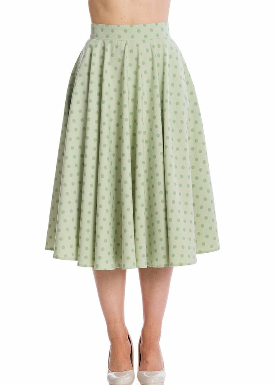 Clothing * | Banned Dot Days Polkadot 50'S Swing Skirt Green