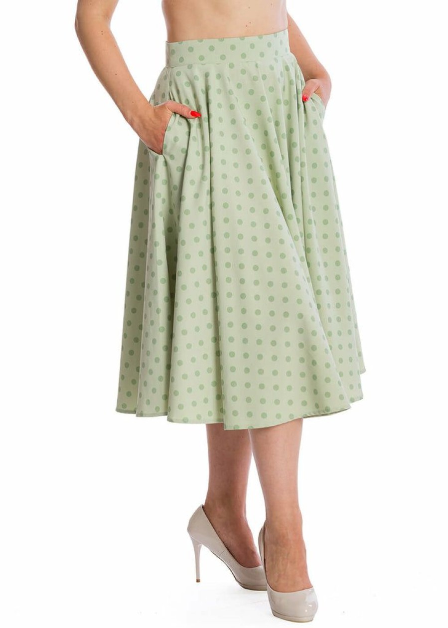 Clothing * | Banned Dot Days Polkadot 50'S Swing Skirt Green