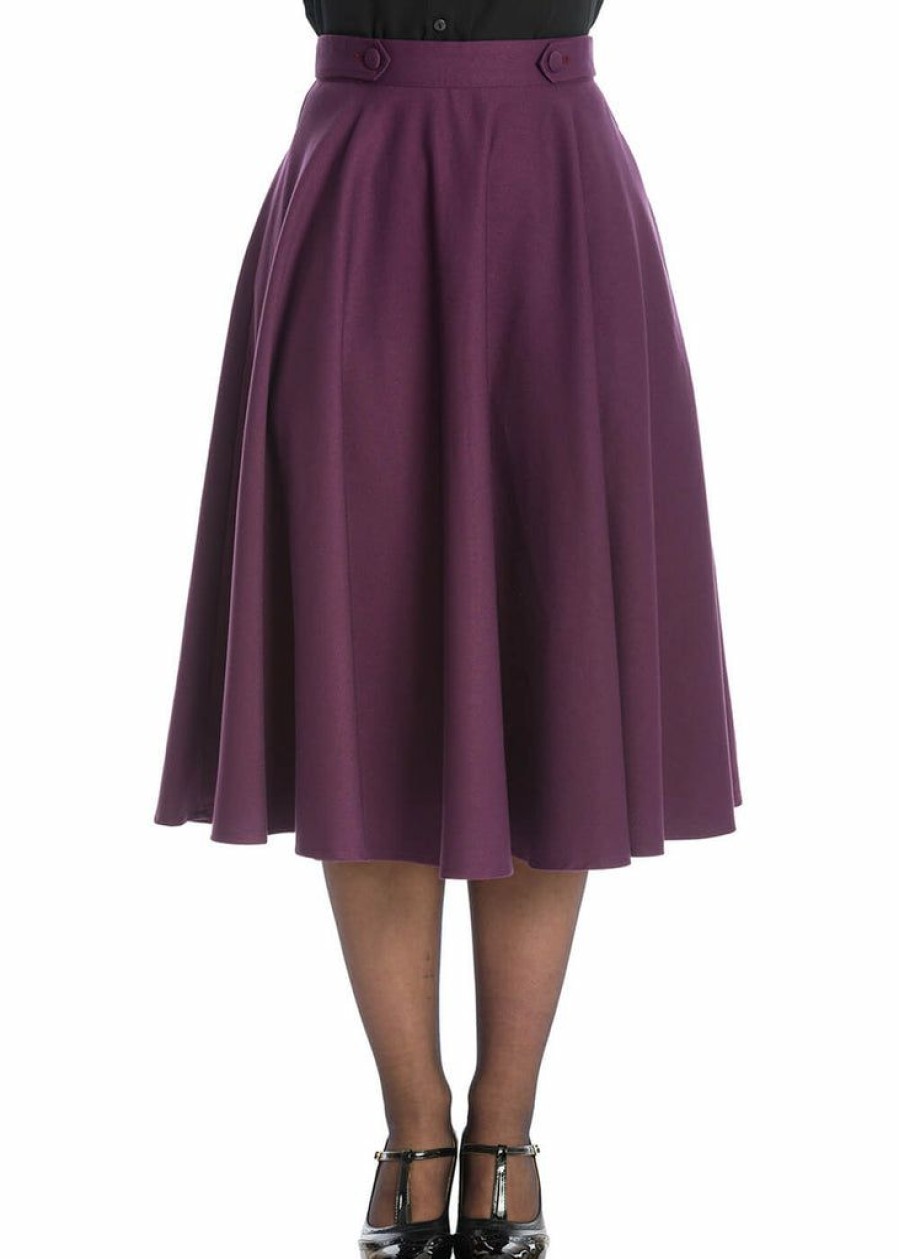 Clothing * | Banned Di Di 40'S Swing Skirt Aubergine