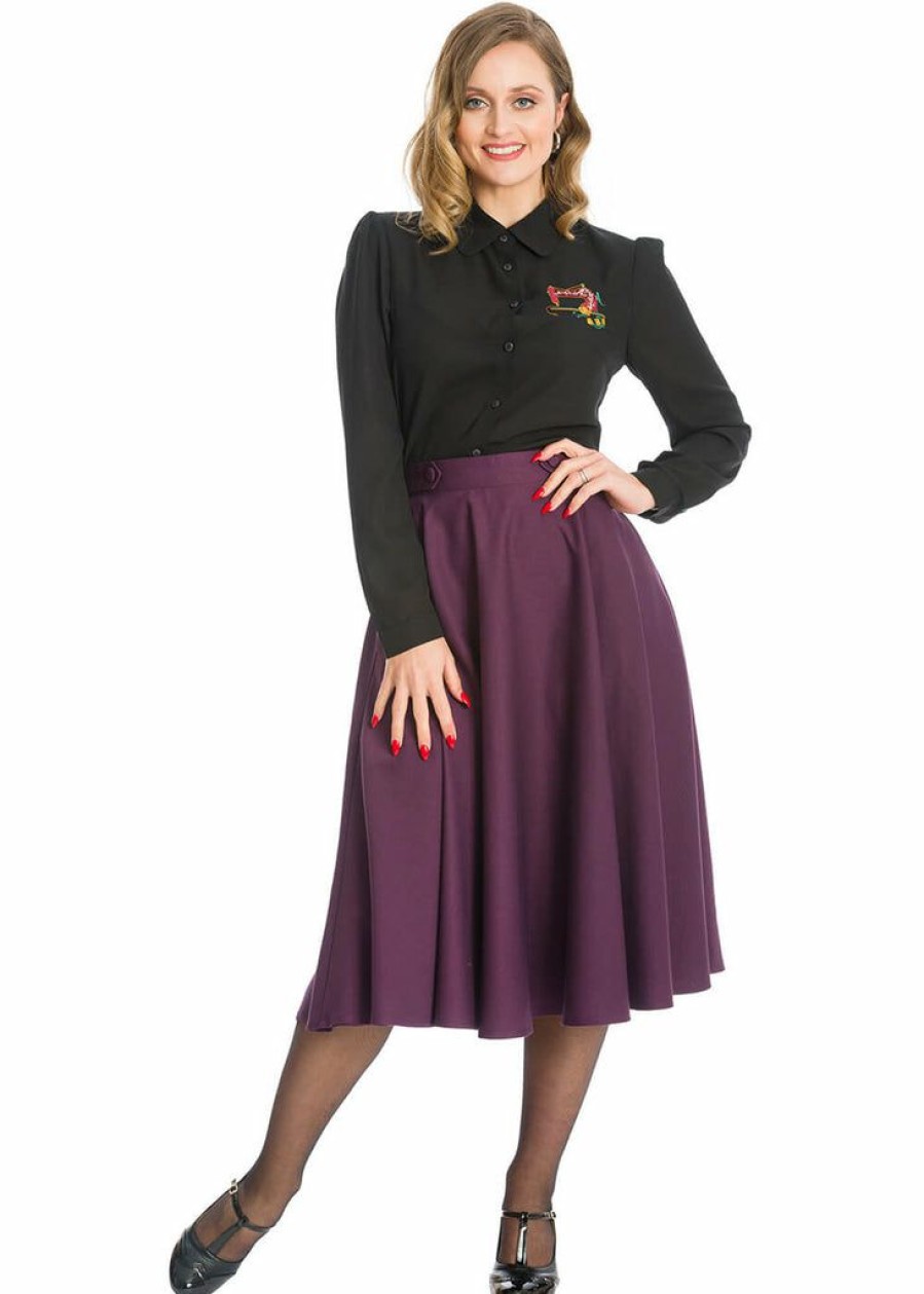 Clothing * | Banned Di Di 40'S Swing Skirt Aubergine