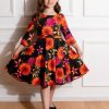 Kids-Clothing * | Hearts & Roses Kids Eden Madison Floral 50'S Swing Dress Black