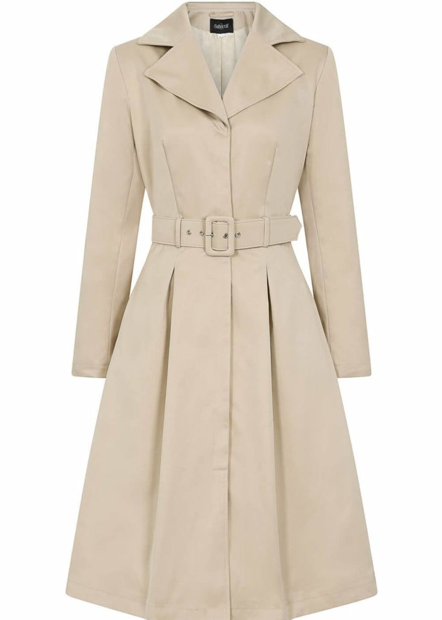 Clothing * | Collectif Jolianna 50'S Trenchcoat Beige