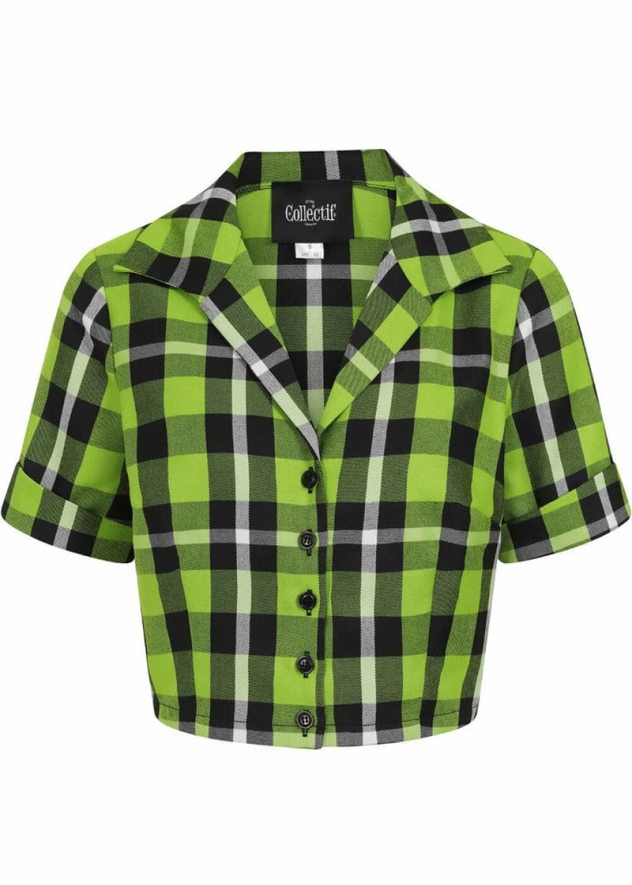 Clothing * | Collectif Ivy Frogs Breath Check 50'S Shirt Green