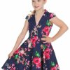 Kids-Clothing * | Hearts & Roses Kids Midnight Garden 50'S Swing Dress Navy