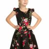 Kids-Clothing * | Hearts & Roses Kids Charming 50'S Swing Dress Black