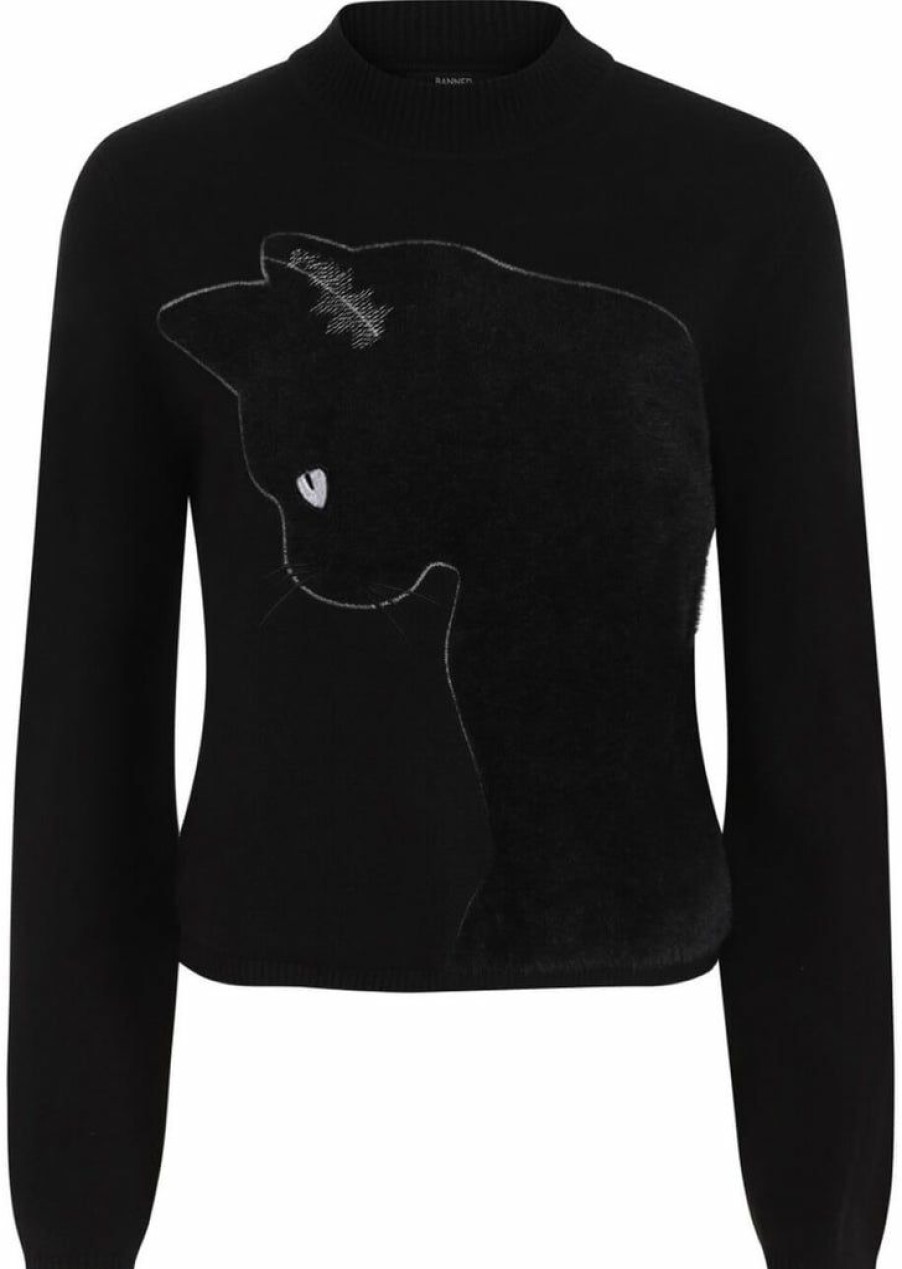 Clothing * | Banned Sabrina Cat Jumper Black