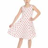 Kids-Clothing * | Hearts & Roses Kids Cindy Polkadot 50'S Swing Dress White