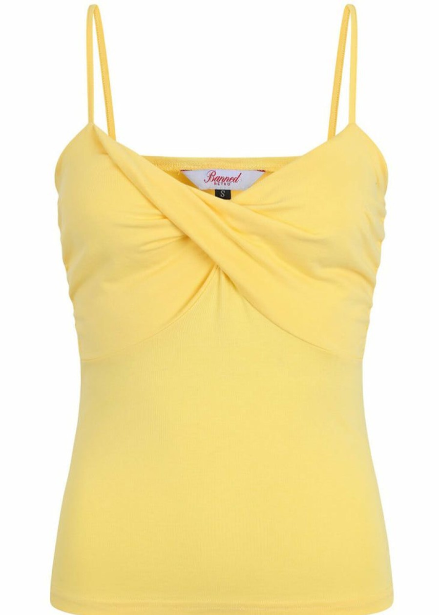 Clothing * | Banned Wrap Front 50'S Top Yellow