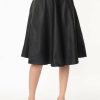 Clothing * | Unique Vintage Vivien Vegan Leather 50'S Swing Skirt Black