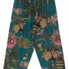 Clothing * | One Hundred Stars Eccentric Blooms Crepe Trousers Teal